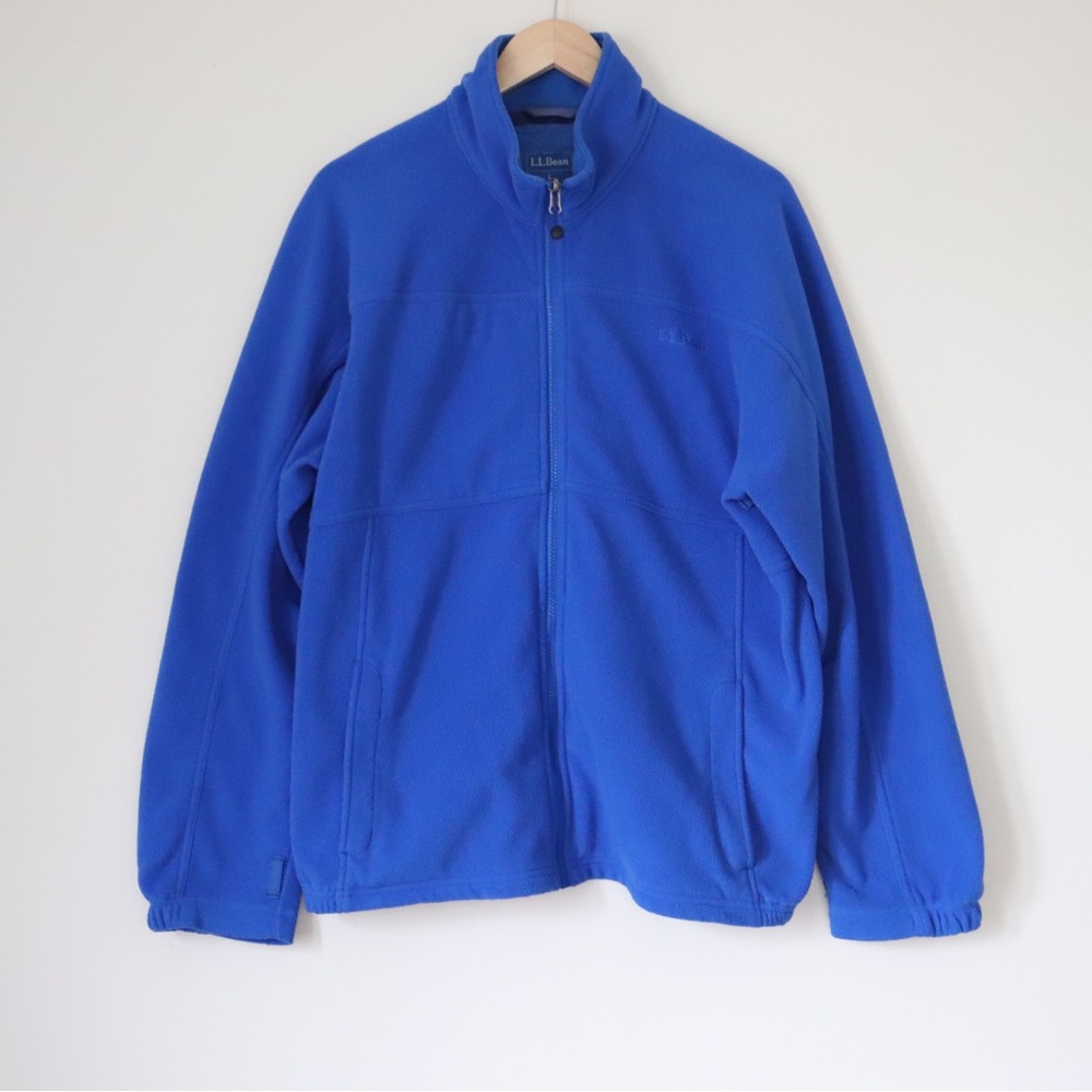 L.L. Bean Men's Blue Fleece Zip-up Jacket Embroidered Logo Size Large